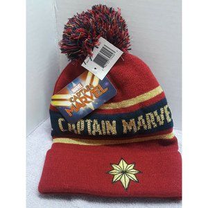 Marvel Captain Marvel Boggin Beanie ski Hat Red NEW NWT